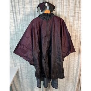 SAPHIROSE Lightweight Rain Poncho Jacket Hooded Waterproof Purple Black EUC